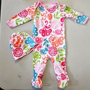 Vera Bradley Baby 3-6M Girls Multicolor Floral Long Sleeve One Piece Outfit